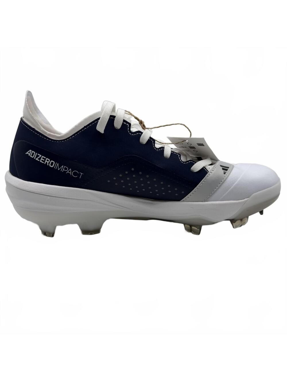 Adidas Adizero Impact TPU Baseball Cleats White Navy Blue IH3461 Men’s Size 8.5 - Picture 9 of 10